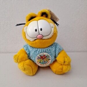 RARE Vintage 1981 PAWS Garfield Cat "Get Well Soon" Knit Sweater Plush 8" NWT